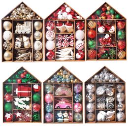 Decoraciones navideñas 70 piezas bolas de Navidad adornos para árboles de Navidad bolas colgantes colgantes de Navidad dorados y rojos para decoración del hogar Año de Navidad 231013