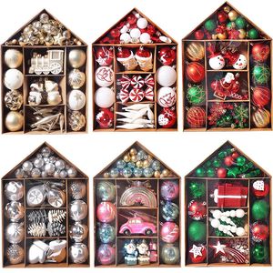 Kerstversiering 70-delig Kerstballen Ornament Set Kerstboom Hangende hanger Kerstdecoratie voor thuis Jaarcadeau Noel Navidad Natal 231129