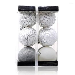 Décorations de Noël 7 cm Arbre Décoratif Boule Ornements Pendentif 12 Pcs/Pack Argent Évider Noël Décor Boules Pour La Maison