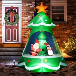 Kerstversiering 7FT Opblaasbare Decoratieboom met Kerstman en BlowUp Outdoor LED Waterdicht 231113