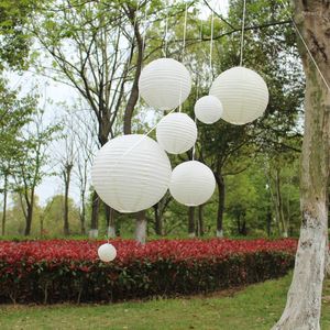 Décorations de noël 7 pcs/lot lanternes en papier couleur ivoire tailles mixtes (4-16 pouces) boule/ballon chinois cadeau de mariage pour enfants