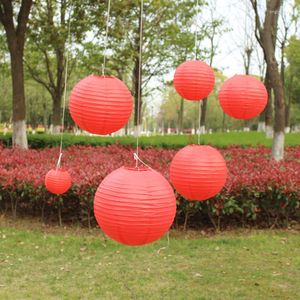 Decoraciones navideñas 7 piezas / juego Linternas de papel rojas chinas Tamaños mixtos (10 cm-40 cm) Festival de linternas redondas Decoración de bodas Decoración del hogar