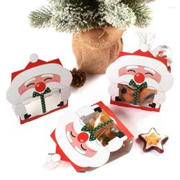 Décorations de Noël 8 / 16pcs Coffrets cadeaux du Père Noël Boîte de papier de dessin animé Boîte d'emballage de biscuits de bonbons avec des sacs Navidad Année Party Favors