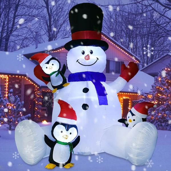 Décorations de Noël Bonhomme de neige gonflable de Noël éclairé de 8 pieds, lumières LED, décorations de vacances en plein air, pelouse géante gonflable, décoration d'intérieur 231124