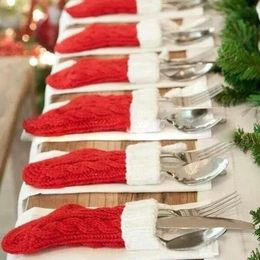 Decorazioni natalizie 8 calzini lavorati a maglia portaposate coltello borsa popolare decorazione tavolo da pranzo per famiglia Anno 231110