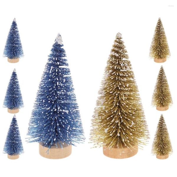 Decoraciones navideñas, 8 Uds., miniárbol, decoración de escritorio, adorno de Navidad, pinos, mesa para el hogar, modelo, favores de madera para mascotas