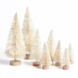 Kerstversiering 8-delig Mini Kerstboom Sisal Zijde Ceder - Decoratie Kleine Kerstboom - Goud Zilver Blauw Groen Wit Feestboom 231121