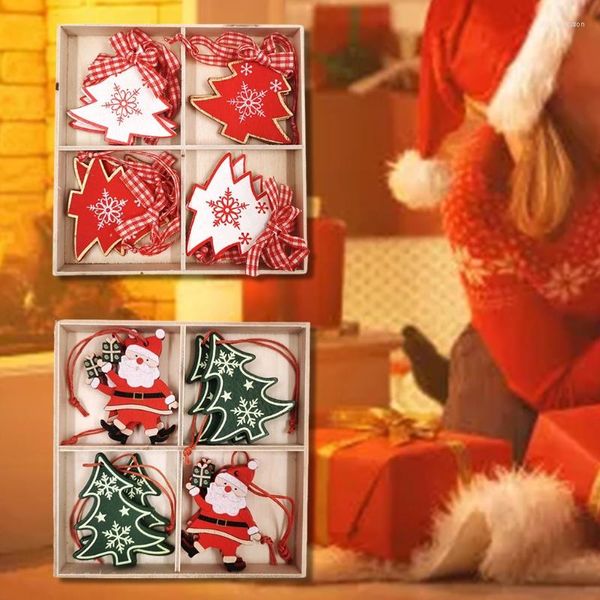 Décorations de Noël 8 Pièces Ornements Bundle Tranches Artisanat Arbre de Noël Pendentif en Bois Étiquettes Suspendues Modèle Classique