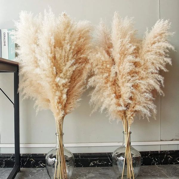 Décorations de Noël 80120cm Pampas Grass Grandes fleurs séchées moelleuses Boho Décor Plante pour vase Arrangement floral Accueil Mariage 231205