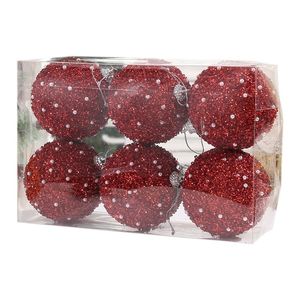 Décorations de Noël 8Cm / 6PCS Perle Diamant Paillettes Boule de Noël Cas Home Store Fête de Vacances Pendentifs Arbre de Noël Décoration Suspendue 230825