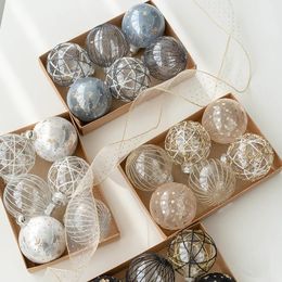 Kerstversiering 8 cm creatief 6 stuks plastic bal kerstversiering set jaar hangende snuisterijhangers xmas decor voor thuis Adornos Navidad 231024