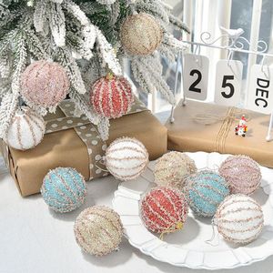 Décorations de Noël 8cm Glitter Crystal Paillettes Boules Luxueux Style Décoratif Boule De Mousse Arbre De Noël Suspendu Pendentif Fournitures