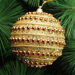 Décorations de Noël 8cm Joyeux Pendentif Strass Glitter Boules Boule Ornement d'arbre de Noël pour la décoration suspendue de boules à la maison