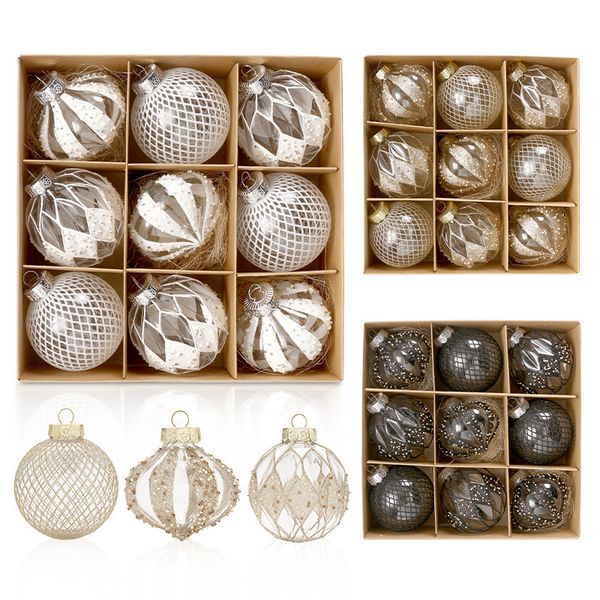 Décorations de Noël 8 cm Boule en plastique Ornements de Noël Année Vente Boule Pendentifs Décorations d'arbre de Noël Adornos Navidad Natal Decor Ball 230904