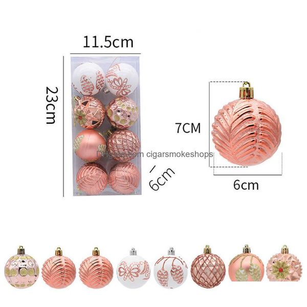 Décorations de Noël 8pcs boules d'arbre de Noël Noël suspendus boule ornement bricolage maison fête décor festif nouvel an cadeau Noel Navidad Sup Dhhy5