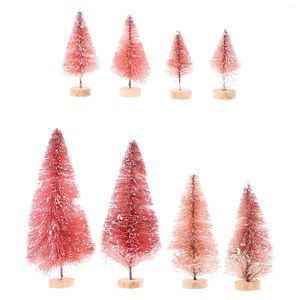 Décorations de Noël 8pcs décoratifs de bureau arbres de Noël aménagement paysager mini scène d'arbre décors de mise en page