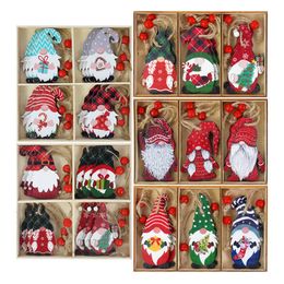 Décorations de Noël 9 12pcs Navidad Année Cadeau Arbre Gnomes Pendentifs En Bois Ornements De Noël pour La Maison Noel 220914