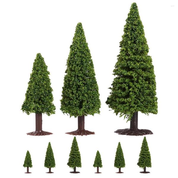 Décorations de Noël 9 pcs modèle pin arbre petite décoration faux fil de fer paysage arbres miniatures pour l'artisanat faux vert