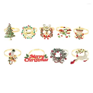 Décorations de Noël 9 pièces de serviette de serviette en métal décor anneau d'arbre décor