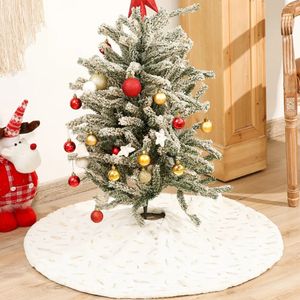 Kerstversiering 90/120cm Kerstboom Rok Nepbont Tapijt Sneeuwvlok Witte Pluche Mat Voor Thuis Kerstboom Jaar Decor Noel Schort Ornament 231006