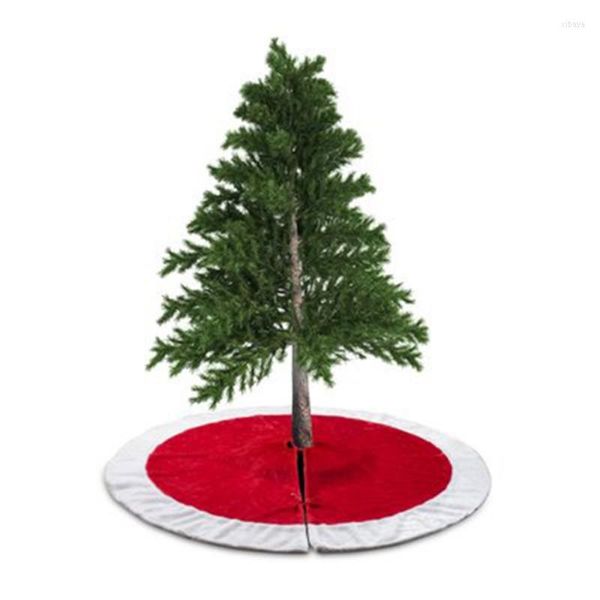 Decoraciones navideñas 90/120cm Patrón de bolsa de regalo de Santa Falda de árbol rojo blanco Año Herramienta de decoración del hogar