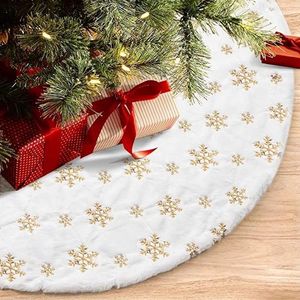 Décorations de Noël 90/120 cm Jupe d'arbre en faux fourrure tapis neige flocon blanc blanc pour la maison pour l'année de Noël décor noel tablier ornement