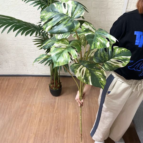 Décorations de Noël 90cm grandes plantes artificielles fausse branche de Monstera arbre en plastique tropical grande feuille de tortue plantes hautes pour la décoration de jardin à la maison 231216