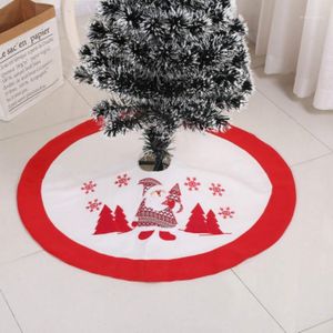 Décorations de Noël 90CM jupe d'arbre rouge et blanc avec tapis de flocon de neige décoration de l'année tapis joyeux décor de fête1