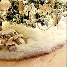Décorations de Noël 90CM blanc en peluche fausse fourrure tapis arbre de noël jupe année 2024 noël décor à la maison Noel Navidad cadeau décorations de noël 231025