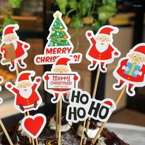 Kerstdecoraties 9 -stcs Cakes Insert Top Hat Snowman Santa Claus Cake Decoration Party Supplies