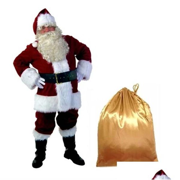 Décorations de Noël A FL Ensemble de costumes de Noël Père Noël Chapeau pour Adts Bleu Rouge Vêtements Costume Costume Maison Jardin Fête Festive Dh9Yt