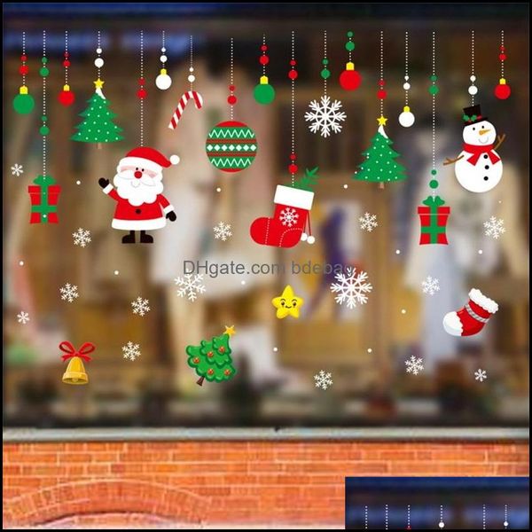 Decoraciones navideñas Una muy feliz Navidad Pasta electrostática Pvc Ventana de visualización de dibujos animados Sin pegamento Decorar pegatina estática con Var Dhloh