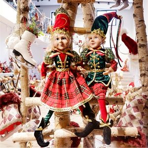 Kerstdecoraties Abxmas 1pair elf pluche speelgoed voor woning decor paar elfdels vakantie poppen jaar cadeau kinderen decoratie navidad natal xmas 220921