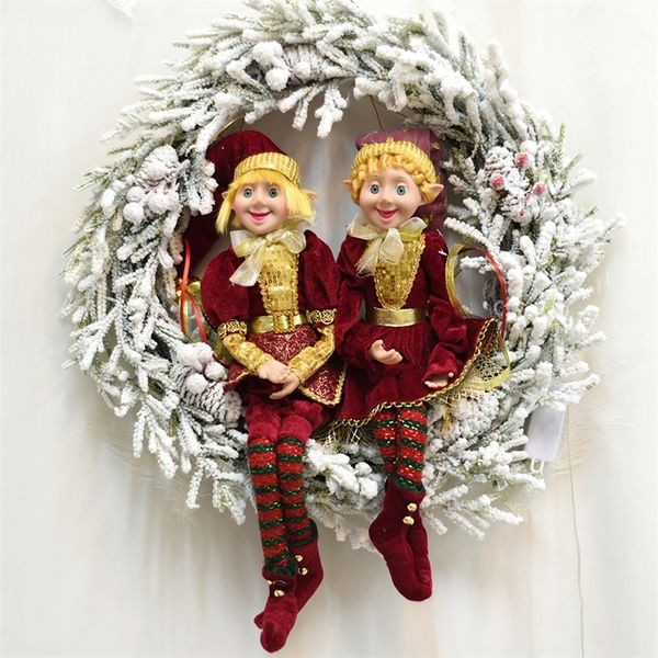 Adornos navideños ABXMAS Color rojo Elfos navideños Muñeco Elfo de peluche Decoración navideña Regalos de Navidad Año Árbol Adornos colgantes Juguetes para niños Lindo 220921