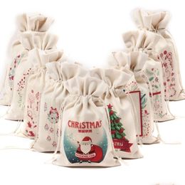 Décorations de Noël Série Adeeing Modèle Candy Sac DString Conteneur pour Noël Home Party Décoration Enfants Cadeau Drop Livraison Jardin Dhjub