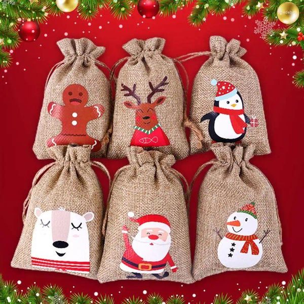 Decoraciones navideñas, calendario de Adviento, conjunto de bolsas de regalo, 24 unidades/juego, bricolaje, muñeco de Papá Noel, pegatinas de papel feliz