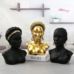 Décorations de Noël Sculptures d'art africain créatif dame africaine buste noir statue afro-américaine résine artisanat ornements de bureau décor à la maison moderne 231207