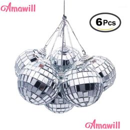 Décorations de Noël AMAWILL 6PCS BALL ORNAMENTS 3CM 5CM MINI DISCO MIRROIR DÉCORATION DES ARBRES DE THE