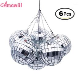 Décorations de Noël Amawill 6pcs Ornements de boule 3cm 5cm Mini Disco Miroir Décoration d'arbre de Noël Faveur et cadeau 8D1251J