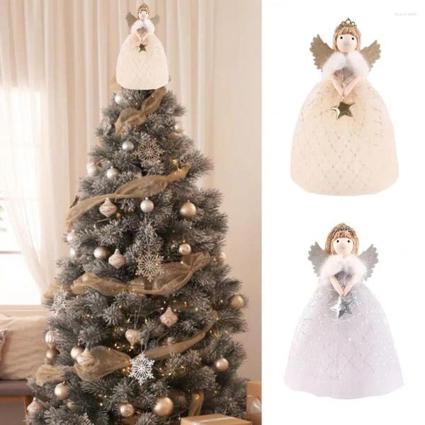 Décorations de Noël Ornement d'ange Accessoires de fête Poupée festive avec ailes de couronne A pour la maison