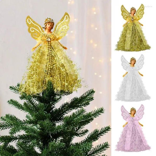 Decoraciones navideñas, colgante de Ángel, adornos de árbol de ángeles colgantes, adorno de Navidad blanco/rosa/dorado con alas, regalo para niños