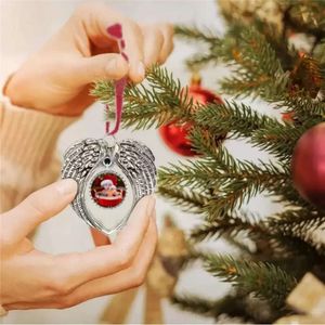 Décorations de Noël ange sublimation Ornement d'ornement or sier blancs arbre de Noël peut personnaliser votre propre image et fond FY3980 B1018