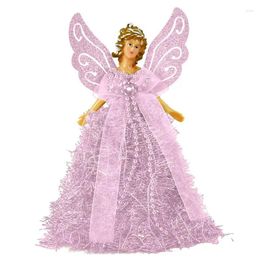 Décorations de Noël Angel Tree Topper Figurines Treetop avec poupée de robe de luxe Poupée debout