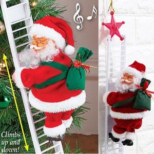 Décorations de Noël, clochettes musicales animées, décoration d'échelle d'escalade du père noël