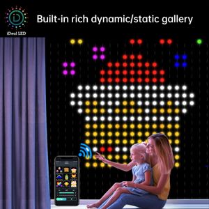 Décorations de Noël APP Smart LED Rideau Lampe RGB Magic Color Point Control Fil de cuir Lumière Bluetooth DIY Programmation Sous-titre avec écran 231026