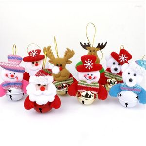 Décorations de noël Arrivée 8pcs / Pack Jingling Bells Santa Claus Elk Snow Man Bel Arbre Ornements Petite Cloche Cadeau