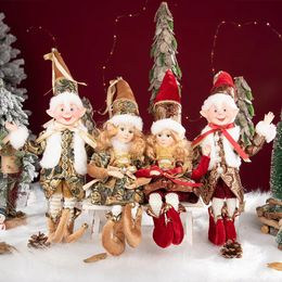 Llegaron decoraciones navideñas, brazos flexibles, piernas, elfo navideño, decoración del hogar, estatuilla, muñeca, decoración del festival, regalos de elfos navideños dorados y rojos 231122