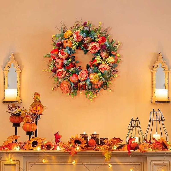 Decoraciones navideñas Coronas de otoño artificiales para la puerta principal Casa de campo Colgante Guirnalda de calabaza Colgante Decoración de Acción de Gracias 2023vaiduryd