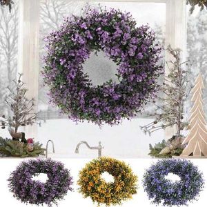 Décorations de Noël Couronnes de lavande artificielles Noël Faux couronnes de fleurs de lavande Ferme Porte d'entrée Couronne Maison Fleur Mur Guirlande Décor HKD230921