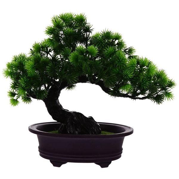 Decoraciones navideñas Pino artificial Planta verde en maceta Flor Mesa Cedro japonés Bonsai Árbol 231215